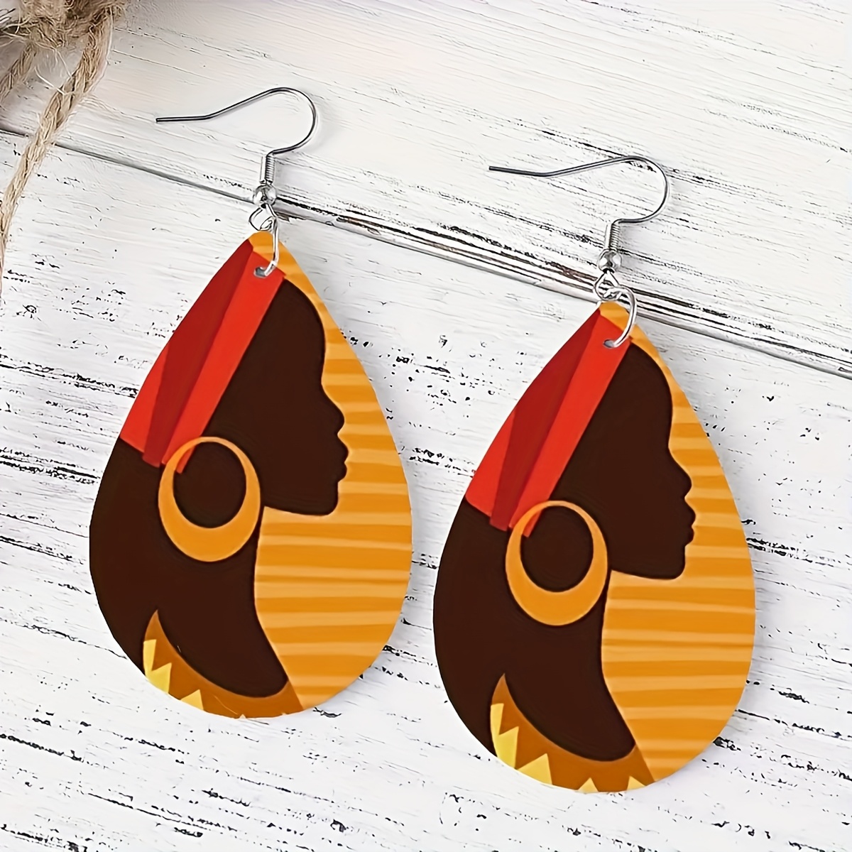 Women's Abstract Pattern Wooden Long Earrings, Gift